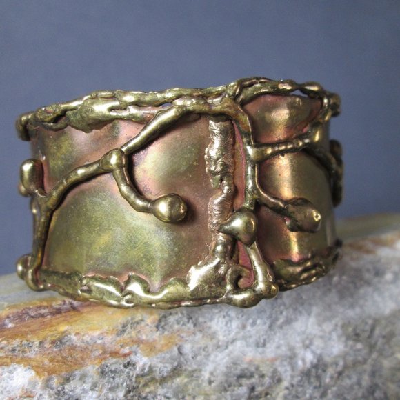 Molten Metal Bronze Bracelet Liquid Lightning Cuff - Picture 2 of 8
